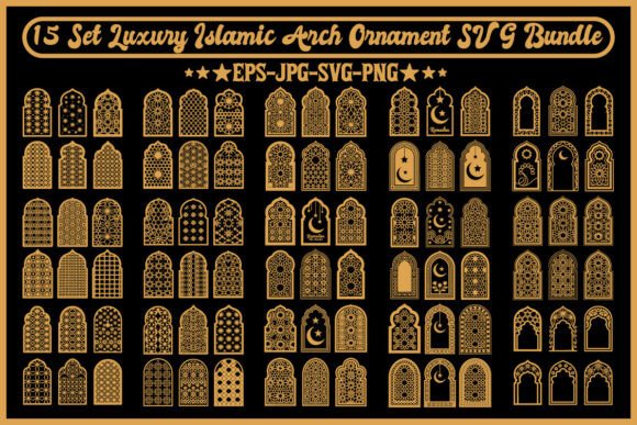 15 Set Luxury Islamic Arch Ornament Graphics