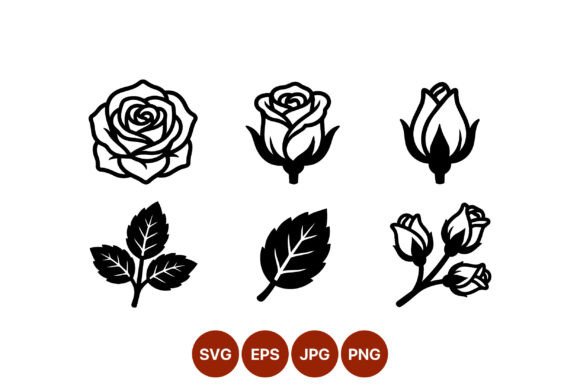 Black and White Rose Flower Vector Art for Graphics and Illustrations
