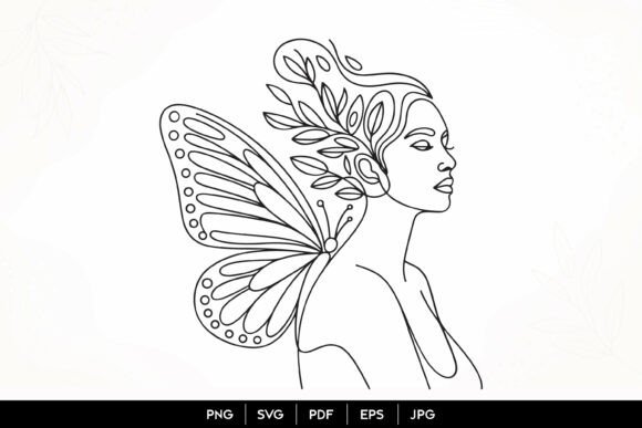 Butterfly Fairy Woman Line Art SVG for Blog and Web Design