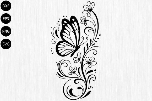 Butterfly with Floral SVG for Crafts and Graphics