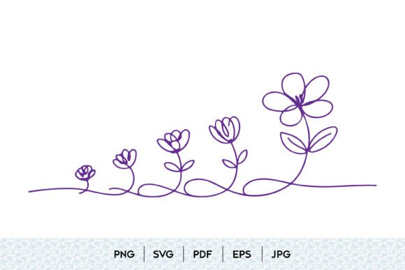 Continuous Line Flower Border SVG for Graphics