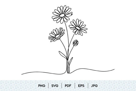 Daisy Flower One Line SVG for Modern Graphics and Illustrations