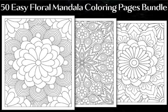 Easy Floral Mandala Coloring Pages: Graphics for Calm Branding