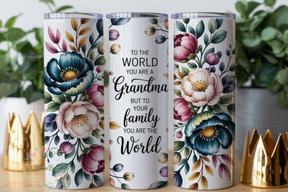Elegant Floral Grandma Tumbler Wrap Graphics