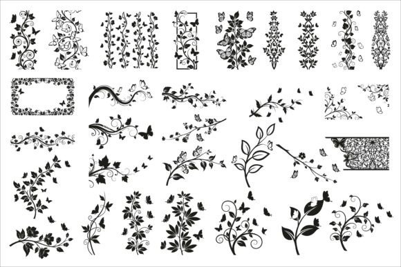 Elegant Vertical Floral Vine Silhouette Review
