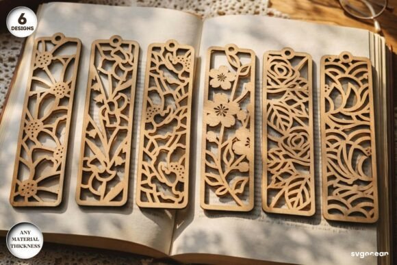 Floral Bookmarks Laser Cut Bundle for Crafts and Graphics