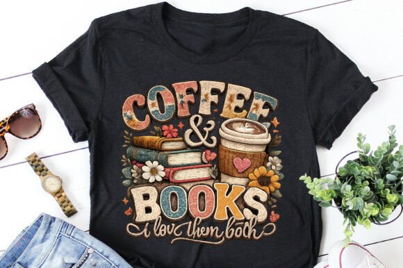 Floral Coffee and Books I Love Them Both T-Shirt Design Review