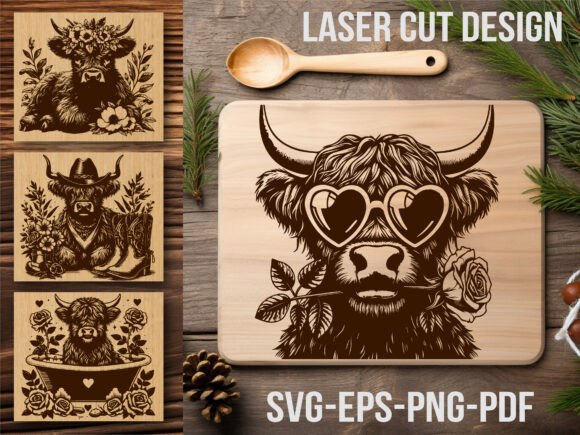 Floral Highland Cow Laser Cutting Board Review