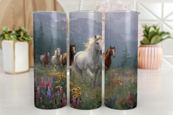 Floral Horse Tumbler Wrap Graphic for Etsy & Print-on-Demand