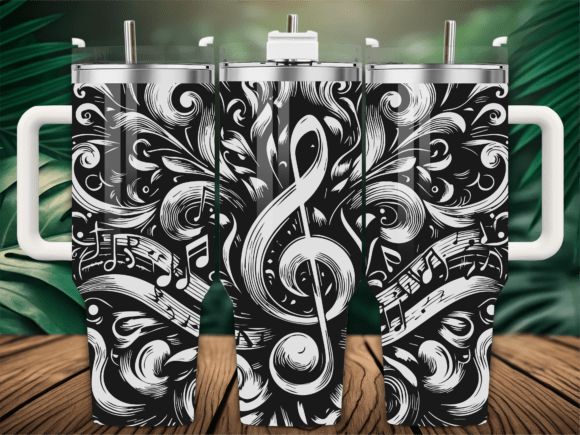 Floral Music Note Treble Tumbler Graphics for Crafts