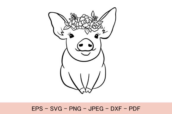 Floral Pig Svg Farm Animal Dxf Cute Png for Crafts and Graphics