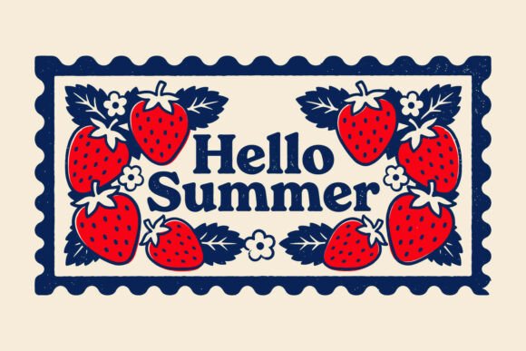 Hello Summer Strawberry SVG Floral Fruit