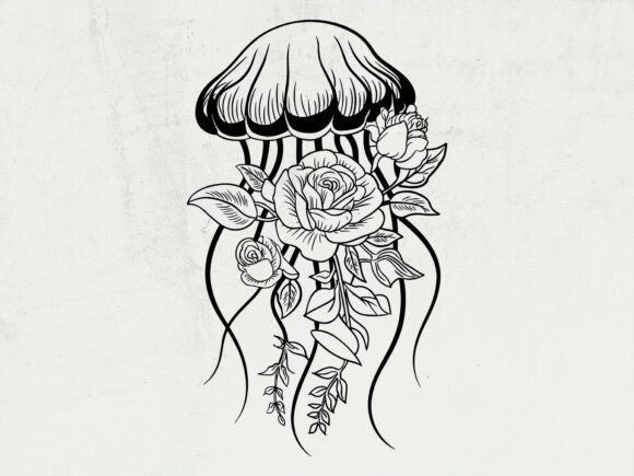 Jellyfish Svg, Sea Animal Svg, Floral Graphics for Crafts
