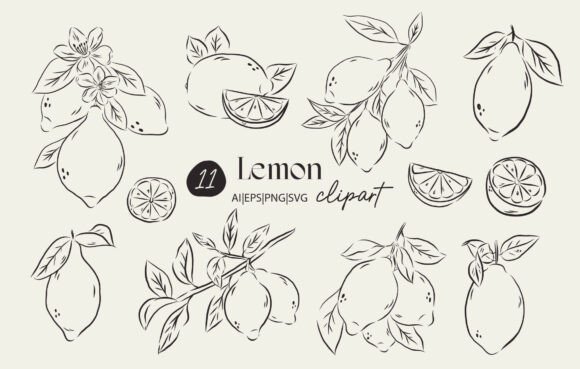 Lemon Clipart Set for Cricut and Handmade Projects