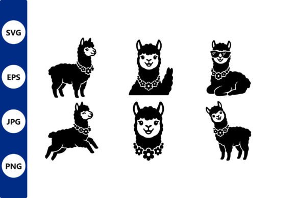 Llamas with Flower Necklaces Vector for Branding and Marketing