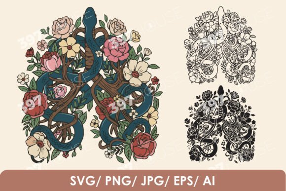 Nake and Roses SVG: Graphics & Illustrations
