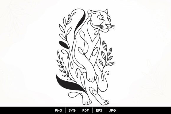 Panther Line Art SVG: Graphics & Illustrations