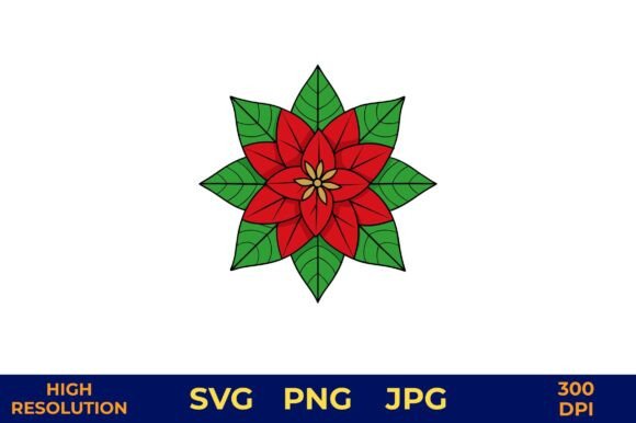 Red Poinsettia Vector for Graphics & Illustrations