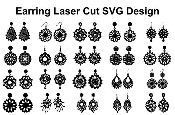 Round Floral Earrings SVG Set: Graphics for Laser Engraving
