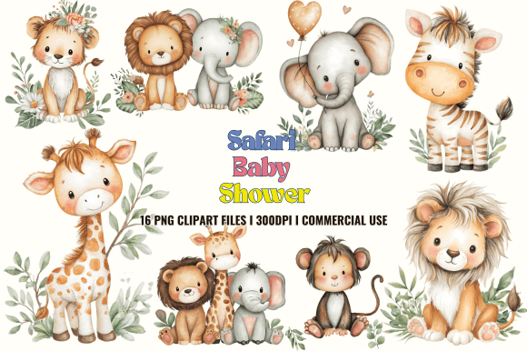 Safari Baby Shower Clipart Pack: Graphics & Illustrations
