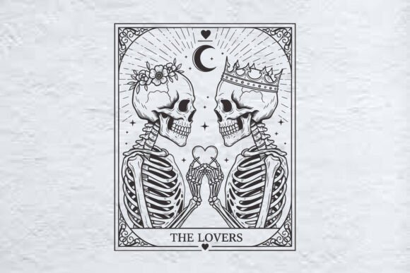 Skeleton Lovers Tarot Card SVG PNG for Crafting and Illustrations