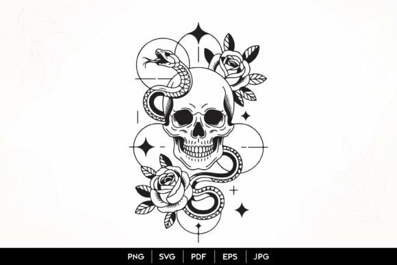 Skull Snake Rose Gothic SVG for Branding and Packaging