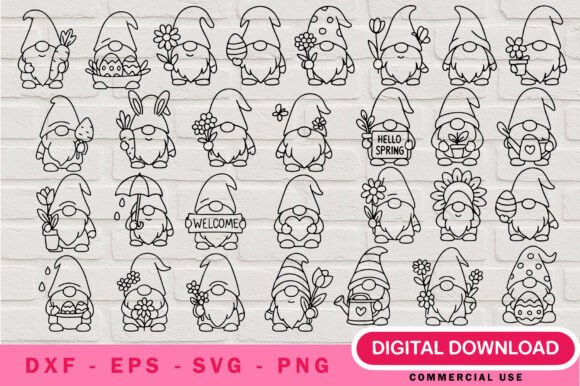 Spring Gnome SVG Bundle: Graphics & Illustrations
