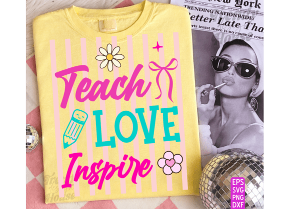 Striped Floral Teach Love Inspire PNG: A Designer's Review