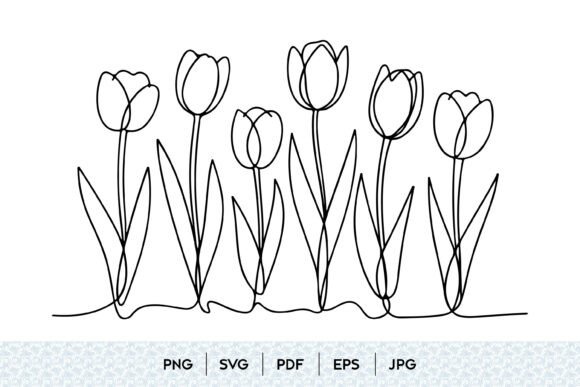 Tulip Flower Line Art SVG for Graphics and Illustrations
