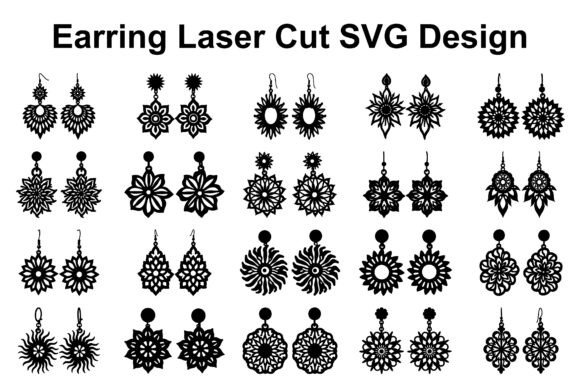 Vintage Floral Earrings SVG Set for Graphics and Crafts